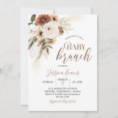 Elegant Beige Boho Pampas Grass Baby Brunch Kaart (Voorkant)