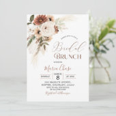 Elegant Beige Boho Pampas Grass Bridal Brunch Kaart (Staand voorkant)