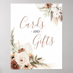 Elegant Beige Boho Pampas Grass Kaarten & Gifts Poster