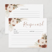 Elegant Beige Boho Pampas Grass Recipe Kaart (Voorkant / Achterkant)