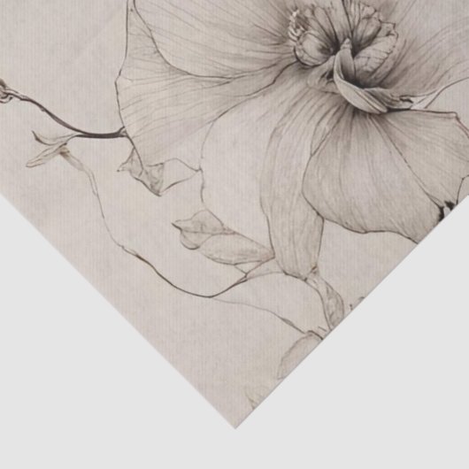 Elegant Beige Boho stijl bloemenpatroon Tissuepapier (Detail)