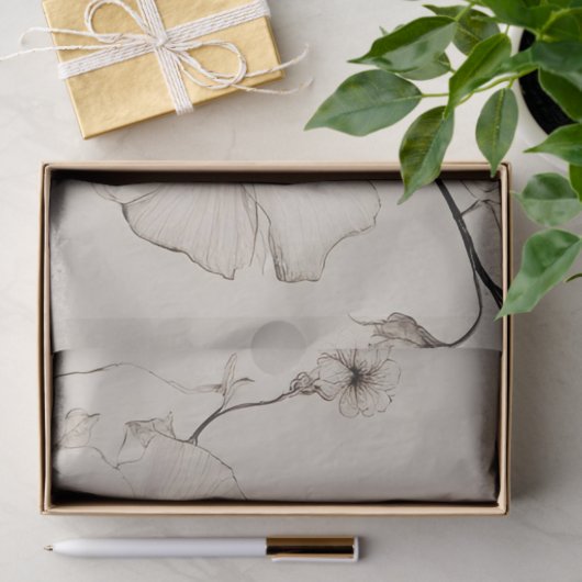 Elegant Beige Boho stijl bloemenpatroon Tissuepapier (Geschenk)