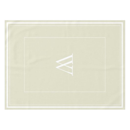 Elegant Beige Border Script Monogram Letter Shower Tafelkleed (Voorkant (Horizontaal))