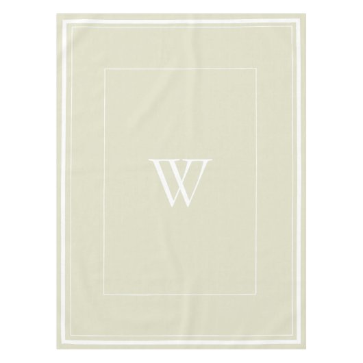 Elegant Beige Border Script Monogram Letter Shower Tafelkleed (Voorkant)