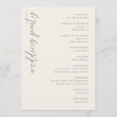 Elegant Beige Botanical Wedding Ceremony Schedule Programmakaart (Achterkant)