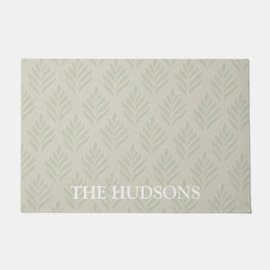 Elegant Beige Botanische Patroon Custom Deurmat (Voorkant)