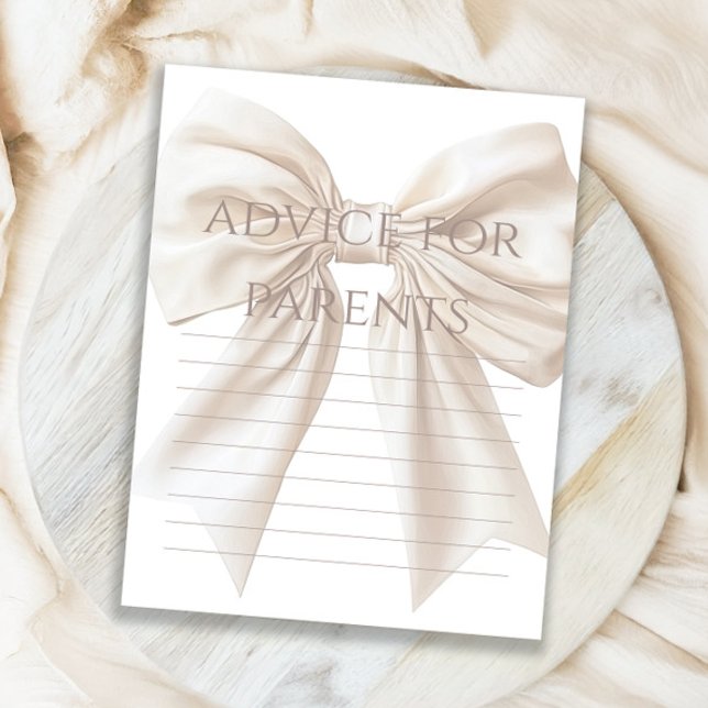 Elegant Beige Bow Baby shower Advies voor Ouders (Creator heeft geüpload)