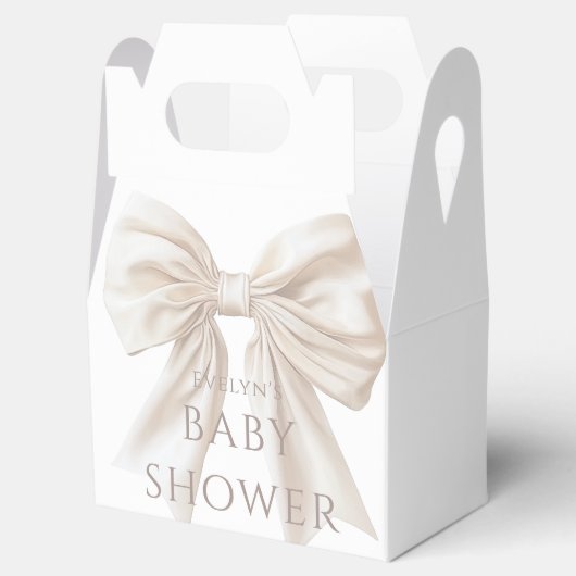 Elegant Beige Bow Genderneutraal Baby shower Bedankdoosjes (Geopend)