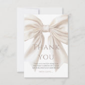 Elegant Beige Bow Genderneutraal Baby shower Bedankkaart (Voorkant)
