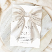 Elegant Beige Bow Genderneutraal Baby shower Bedankkaart