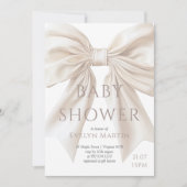 Elegant Beige Bow Genderneutraal Baby shower Kaart (Voorkant)