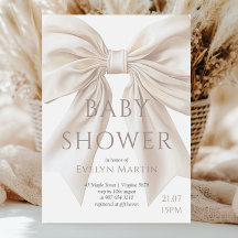 Elegant Beige Bow Genderneutraal Baby shower