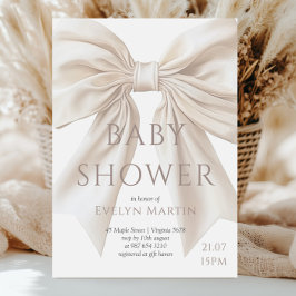 Elegant Beige Bow Genderneutraal Baby shower Kaart