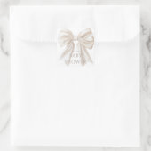 Elegant Beige Bow Genderneutraal Baby shower Vierkante Sticker (Tas)