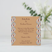Elegant Beige & Brown Art Deco Linen Invites Kaart (Staand voorkant)