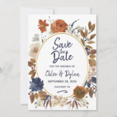 Elegant Beige Brown Blue Save The Date (Voorkant)