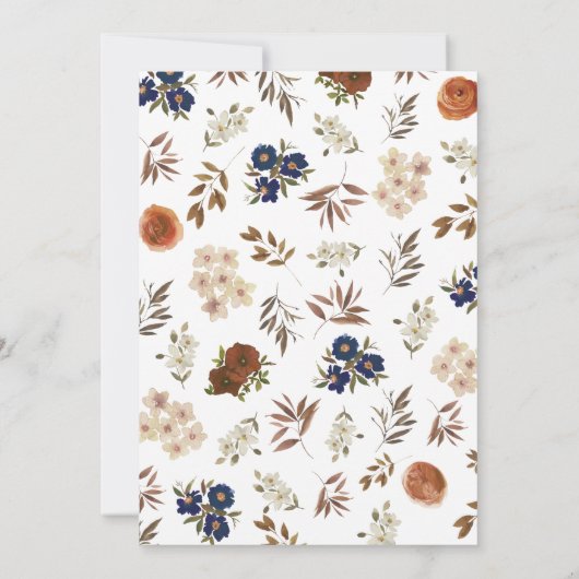 Elegant Beige Brown Blue Save The Date (Achterkant)