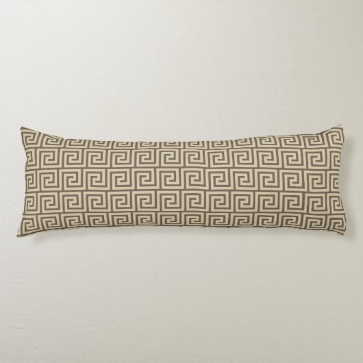 Elegant Beige & Brown Greek Pattern Body Pillow Lichaamskussen (Voorkant)