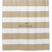 Elegant Beige Brown Hand Lettering Familienaam Douchegordijn (Voorkant)