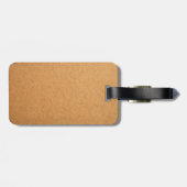 Elegant Beige Brown Leather Texture Monogramm Bagagelabel (Achterkant horizontaal)