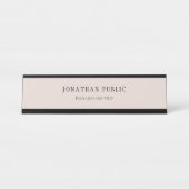 Elegant Beige Brown Modern Design Sjabloon Bureau Naambordje (Voorkant)