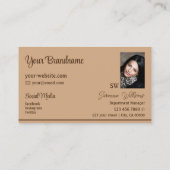 Elegant Beige Brown Stripes met monogram en foto's Visitekaartje (Achterkant)