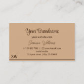 Elegant Beige Brown Stripes met monogram Stijlvol Visitekaartje (Achterkant)