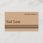 Elegant Beige Brown Stripes Professional Stijlvol Visitekaartje (Voorkant)