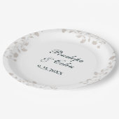 Elegant Beige bruid bruidegom namen bruiloft Papieren Bordje (Gekanteld)