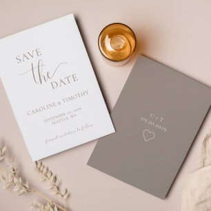 Elegant Beige Bruiloft Save The Date Kaart