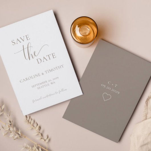Elegant Beige Bruiloft Save The Date Kaart