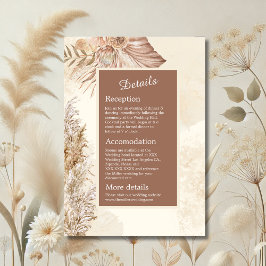 Elegant beige & bruin Boho Neutraal Huwelijk Informatiekaartje