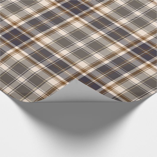 Elegant beige | Bruin | Grey Plaid Checkered Cadeaupapier (Hoek)