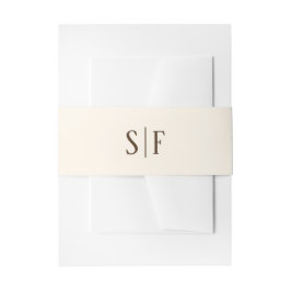 Elegant Beige Bruin Monogram Uitnodigingen Wikkel