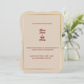 Elegant Beige & Burgundy Floral Wedding Invitation Kaart (Staand voorkant)