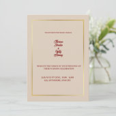 Elegant Beige & Burgundy Floral Wedding Invitation Kaart (Staand voorkant)