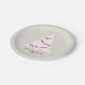 Elegant Beige Burgundy Tree Name Kerstparty Papieren Bordje (Gekanteld)