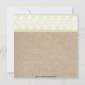 Elegant Beige Burlap Lace Baptism Invitation Kaart (Achterkant)