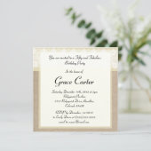 Elegant Beige Burlap Lace Birthday Uitnodiging (Staand voorkant)