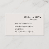 Elegant Beige Business Card Visitekaartje (Achterkant)