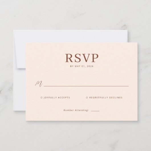 Elegant Beige Calligraphy RSVP (Voorkant)