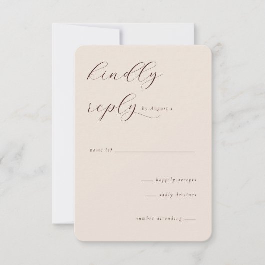 Elegant Beige Calligraphy RSVP Kaartje (Voorkant)