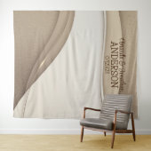 Elegant Beige Champagne Gold Wave Wedding Backdrop Wandkleed (In Situ (horizontaal))