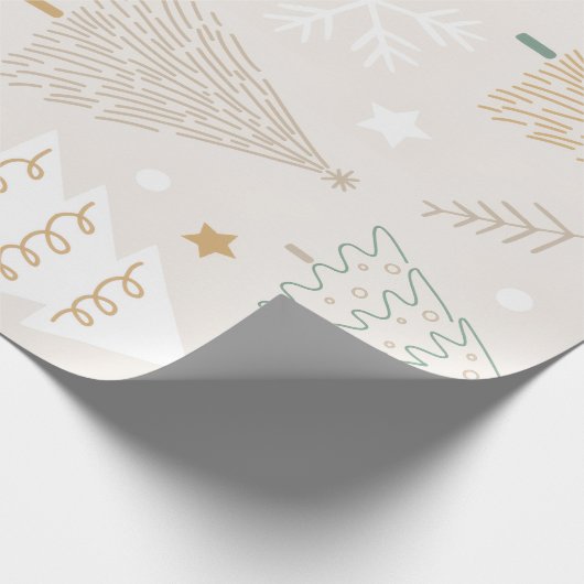 Elegant Beige Christmas Tree Gift Wrap Cadeaupapier (Hoek)