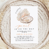 Elegant Beige Coastal Pearl Baby shower Kaart