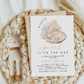 Elegant Beige Coastal Pearl Baby shower Kaart