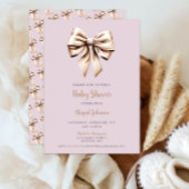 Elegant Beige Coquette Bow Baby shower Kaart