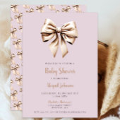 Elegant Beige Coquette Bow Baby shower Kaart