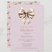 Elegant Beige Coquette Bow Baby shower Kaart