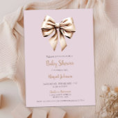 Elegant Beige Coquette Bow Baby shower Kaart